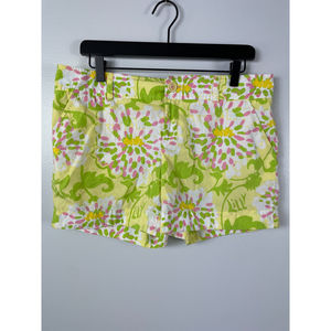 Lilly Pulitzer Jubilee Shorts Yellow/Green/Pink Floral Print Women's Sz 10